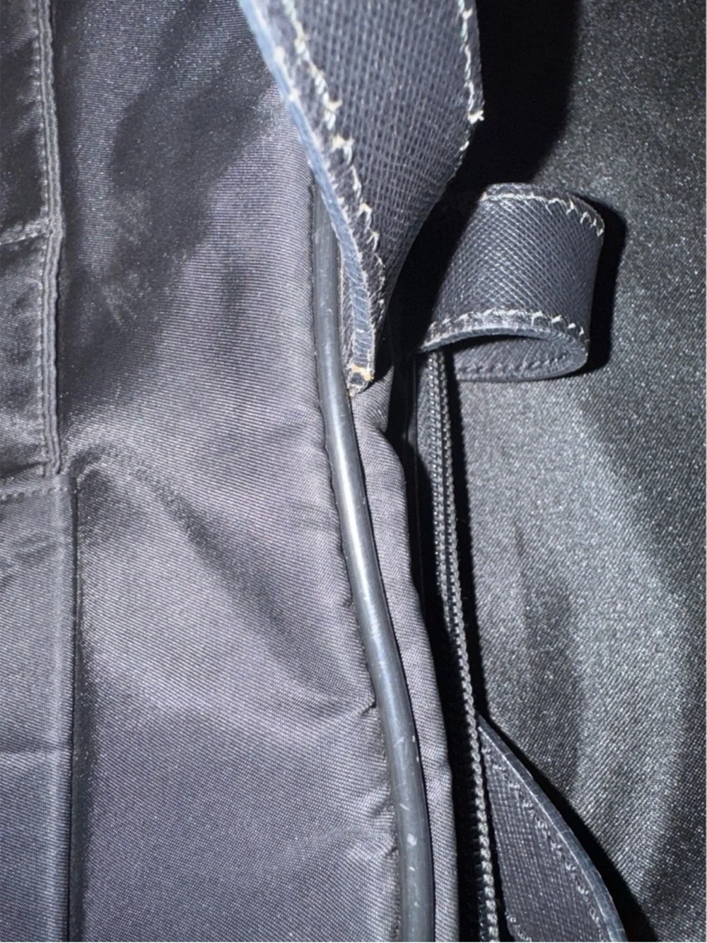 Prada Black Nylon & Saffiano Leather Laptop Bag Briefcase Crossbody Authentic - Picture 8 of 9